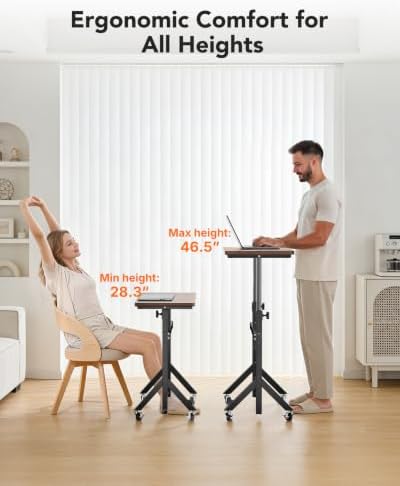 ErGear Small Standing Desk Adjustable Height, 6 Height Settings Up to 46.5″, Walking Pad Desk with Triangular Leg Design, Smooth Mobility with Lockable Wheels, Standing Desk for Walking Pad - Image 2