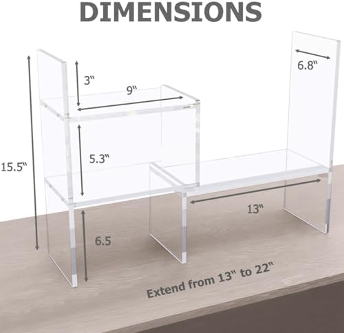 My Space Organizers Adjustable Acrylic Desk Shelf for Top of Desk: Clear Desktop Shelf, Premium Desktop Bookshelf Organizer, Office Table Book Shelves - Image 2