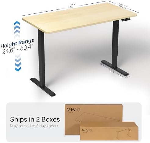 VIVO Light Wood 60 x 24 in Standing Desk, DESK-KIT-2B6C - Image 3