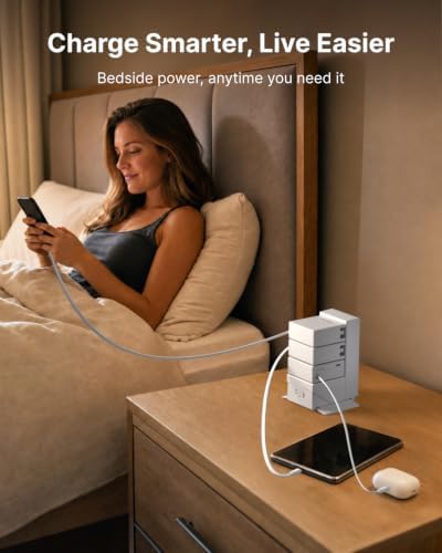 Gitryin Tower Charging Station for Nightstand, 195W Retractable Charger - Image 6