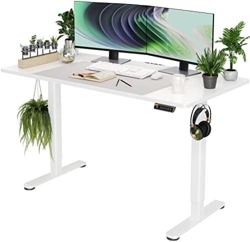 Claiks Electric Height Adjustable Standing Desk, 55x24 Inch, White by CLAIKS
