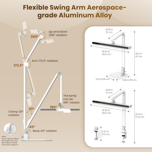 LIONVISON Desk Lamps for Home Office: Dimmable Eye-Caring LED Desk Light - Image 6