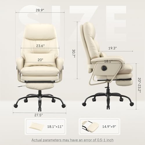 FLEXISPOT Multi-Task Ergonomic Office Chair with Footrest, Beige White, HC4 - Image 2