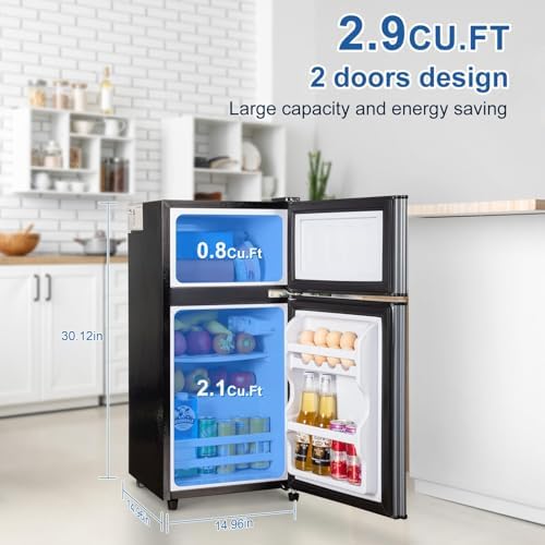 2.9 Cu.Ft Mini Fridge with Freezer, Compact Double Door Refrigerator - Image 2