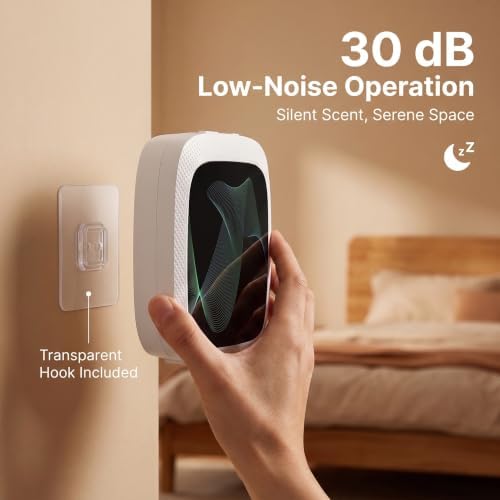 Waterless Essential Oil Diffuser, Cold Air Scent Diffuser Machine for Home & Office, Bluetooth App & Manual Control, USB-C or D Battery Powered, Wall Mount or Tabletop, White - Image 2