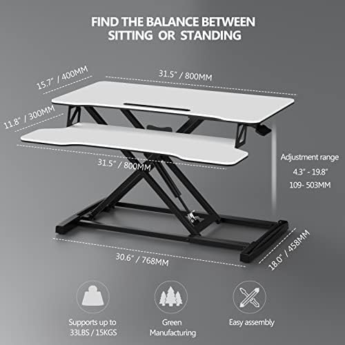FITUEYES Height Adjustable Standing Desk 32” Wide Sit to Stand Converter - Image 4
