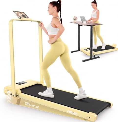 FUNMILY Upgrade Walking Pad Folding Treadmill with 12%/15% Incline & Handle Bar, 3.5HP Foldable Under Desk Compact Treadmills for Home/Office/Gym, 400+lb Capacity, Shock Absorption by FUNMILYSportsFitnessCardioTraining
