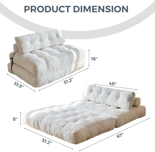 MAXYOYO Folding Sofa Bed, Convertible Chair Bed with Pillow - Image 2