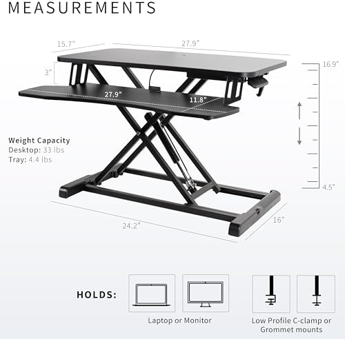 VIVO Black 28 in Standing Desk Converter, DESK-V028KB - Image 3