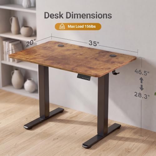 Claiks Electric Small Standing Desk, 35x20 Inch, Rustic Brown - Image 3