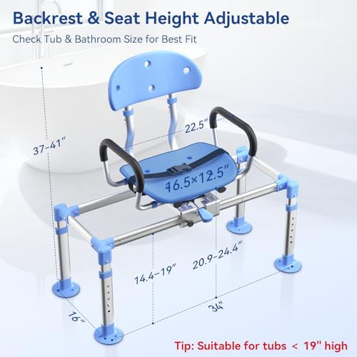 KingPavonini Sliding Shower Chair Tub Transfer Bench, 550 LB Heavy Duty - Image 2