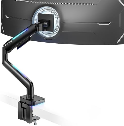 ARES WING Ultrawide Monitor arm with RGB for 17-49 Inch Screen, Black by ARESWING