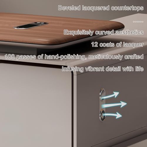 Modern L Shaped Executive Desk with Drawers & Storage, Executive Office Desk Computer Table with Aluminum Alloy Inlaid Curved Surface, Management Workstation for Home or Office(C-Left, L2.2M/86IN) - Image 7