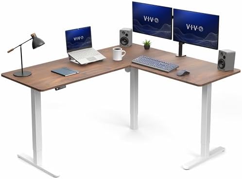 VIVO Dark Walnut 63 x 55 in Corner Standing Desk, DESK-E3CTWD by VIVO