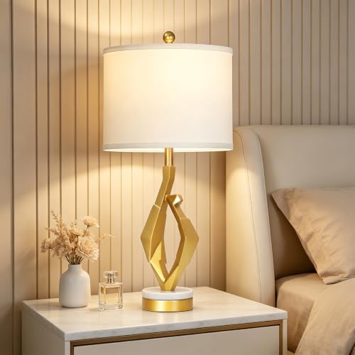 CINSARY 30" Tall White and Gold Table Lamps Set of 2 for Living Room - Image 4
