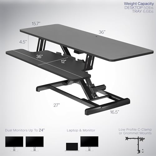 VIVO Black 36 inch Electric Desk Converter, DESK-VE36B - Image 3