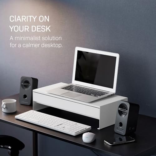 YAMAZAKI Home Monitor Stand with Drawer and Cable Management Riser, White - Image 5