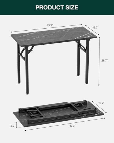 Frylr Small Folding Computer Desk – Portable 44.3 Inch Foldable Laptop Table, Collapsible and Compact for Easy and Fast Setup, Lightweight for Small Spaces, Home Craft and Study Use, Marble Greige - Image 2