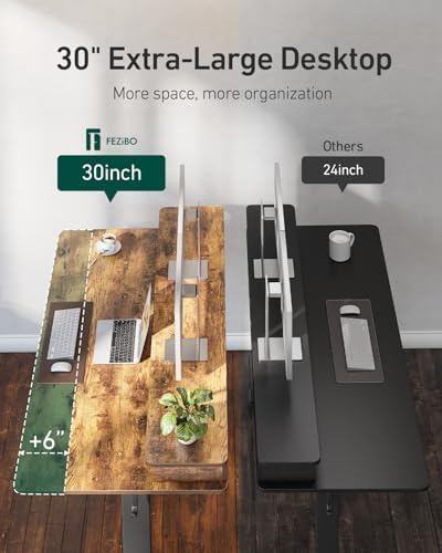 CubiCubi 60" x 30" Standing Electric Desk with Drawers, Rustic Brown - Image 6