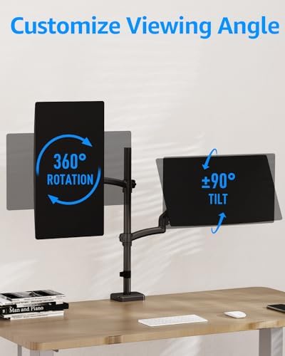 MOUNTUP Vertical Dual Monitor Mount Holds 4.4-17.6lbs, up to 32 Inch Stacked Monitor Mount with Gas Spring Arm with Clamp/Grommet Base, Dual Monitor Stand for Desk, For Home Office, VESA 75x75/100x100 - Image 4