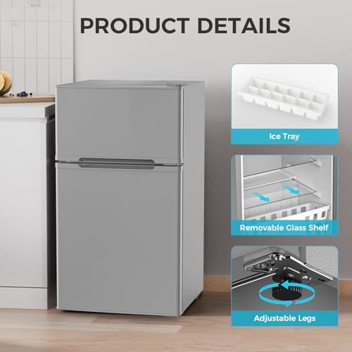COWSAR 3.2 Cu.Ft Fridge with Freezer, Compact Refrigerator with 2 Doors for Bedroom/Dorm/Office/Apartment/Commercial, Adjustable Thermostat, Energy-efficient, Low Noise - Image 5