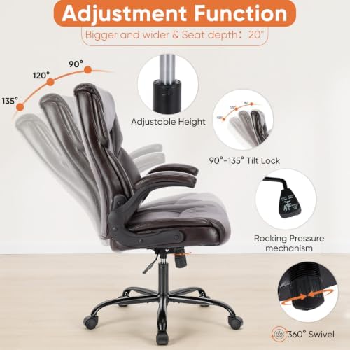 Sweetcrispy Computer Desk Chair, Lumbar Support Video Game Chair PU Leather - Image 5