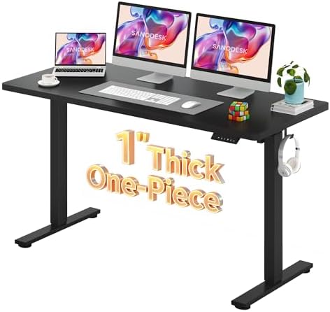 SANODESK One-Piece 1'' Thick Height Adjustable Standing Desk 60''x24'' by sanodesk