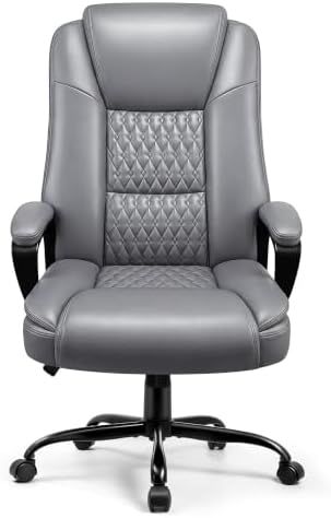 OFIKA Leather Office Desk Chair,Ergonomic Office Chair with Lumbar Support,Computer Chair,Executive Leather Chair with Padded Flip-up Arm,Adjustable Armrests, Black,275LBS by OFIKA