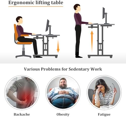 Enayplon Small Standing Desk with Wheels, Mobile Stand Up Desk, Portable Standing Table on Wheels for Walking Pad, Rolling Computer Desk Adjustable Height, Tall Table - Image 5
