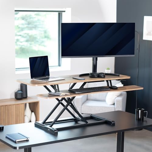 VIVO Reclaimed Wood 48 in Standing Desk Converter, DESK-V048KP - Image 2