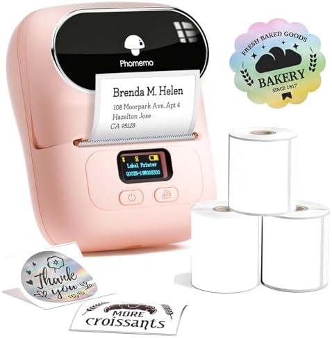 Phomemo M110 Label Maker- with 3 Packs Labels Mini Barcode Label Printer by Phomemo
