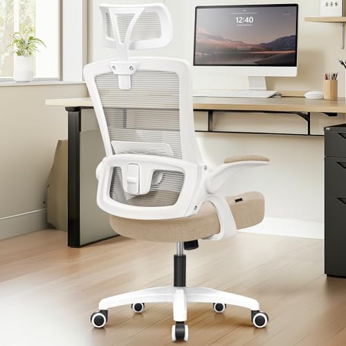NEO CHAIR Office Desk Chair with Ergonomic High Back Mesh Headrest, Beige by NEOCHAIR