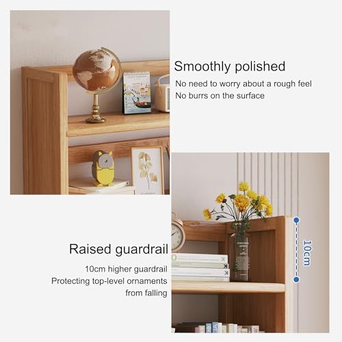 Wood Dorm Desk Hutch Organizer Shelf 2 Tier Desktop Bookshelf Workspace Organizers Storage Display Rack for Office Home Dormitory(Brown,2 Layers_50CM/19.7IN) - Image 6