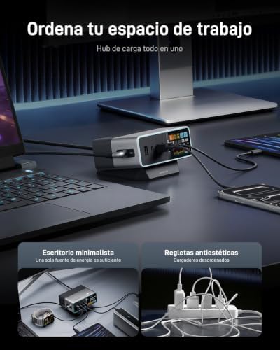 CUKTECH 30 Ultra Desktop Charging Station, 300W Max DC and 140W USB C Charger, 5-Port Fast GaN Charger, Compatible with iPhone, Galaxy, MacBook, Razer, Dell for Home Office, Gaming Desk Accessories - Image 6