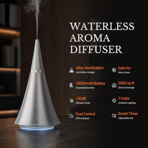 Waterless Essential Oil Diffuser，Bluetooth App Control for Large Rooms - Image 3