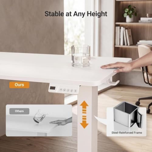 Claiks Electric Small Standing Desk, 32x19 Inch, White - Image 5