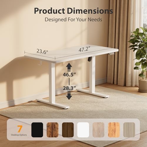 Cubiker Standing Desk, 48x24 Inches Sit Stand Home Office Desk, Electric Stand up Desk, Adjustable Desk with Splice Board, White Frame/White Top - Image 4