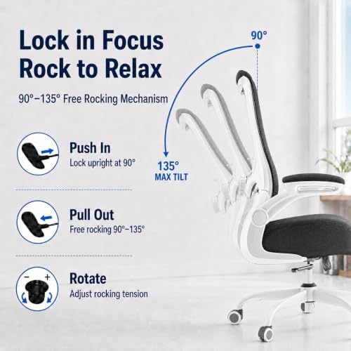 Ergonomic Office Chair for Long Hours, Adjustable Padded Lumbar Support for Lower Back Relief, 330 lb Capacity, Comfortable Computer Desk Chair for Home Office, Work & Study - Image 5