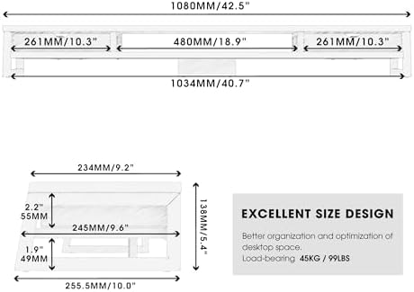 Fenge Dual Monitor Riser, 42.5 Inch Large Computer Monitor Stand - Image 2