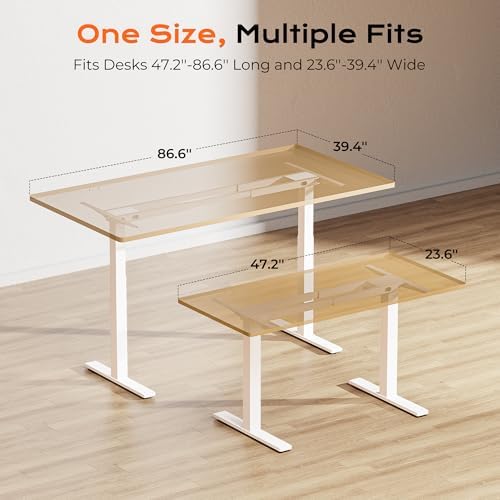 Huuger Dual Motor Electric Standing Desk Frame, Sit Stand up Desk Leg for 47.2” to 86.6” Desktop, Computer Desk Leg with Cable Tray, 3 Memory Height Presets, 2 Hooks, White Frame Only - Image 5