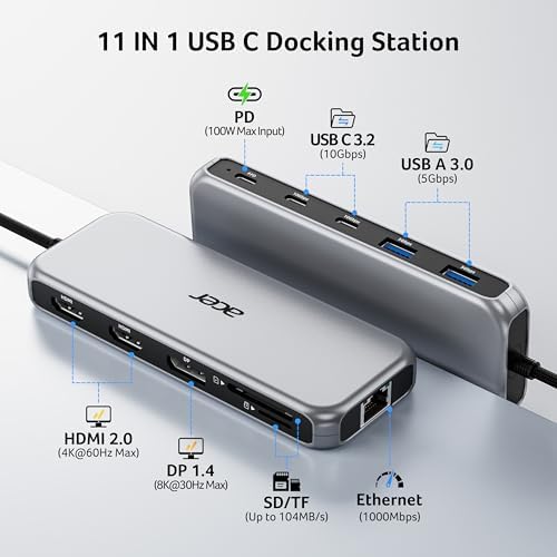 Acer Laptop Docking Station 3 Monitors, 11-in-1 USB C Docking Station - Image 2