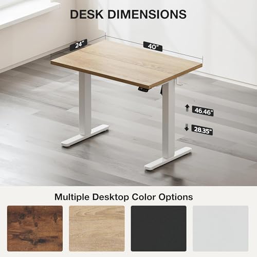 Acrolix 40x24 Electric Standing Desk with Cable Net, Oak - Image 3