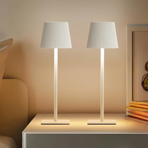 LUTEC 4 Pack Cordless Table Lamp,6000mAh Rechargeable Battery Operated Desk Lamp,Two Adjustable Heights,Waterproof, Touch Control & 3 Color Stepless Dimming for Restaurant/Bedroom/Bars/Outdoor (White) - Image 7