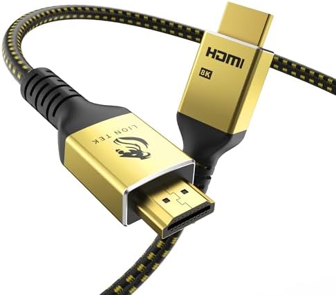 LIONWEI 8K Certified HDMI Cable 3.9FT/1M, HDMI 2.1 Cable 8K@60Hz 4K@120Hz, 48Gbps Ultra High Speed HDMI Cord, HDCP 2.2&2.3, DTS:X, Dynamic HDR, eARC, Compatible with Roku TV/HDTV/PS5 by LIONWEI