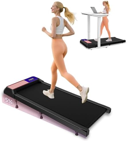 Under Desk Treadmill,Walking Pad with 5% Incline，Treadmills for Home & Office, 2.5HP Portable Treadmill with Remote Control and LED Display by UPREIGN