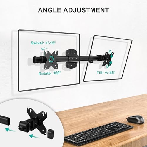 WALI Dual Monitor Wall Mount for 13-27 inch Screens, up to 22lbs - Image 4