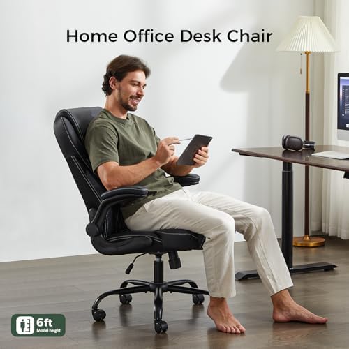 amseatec Big and Tall Office Chair, Flip-Up, Executive Desk Chair, Black - Image 4