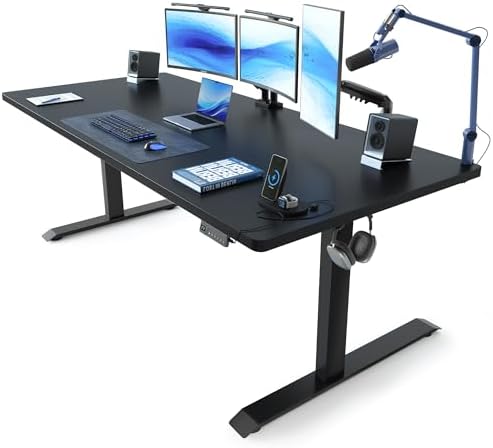 FEZIBO Standing Desk 63 × 37 Inch Electric Height Adjustable, Black by FEZIBO