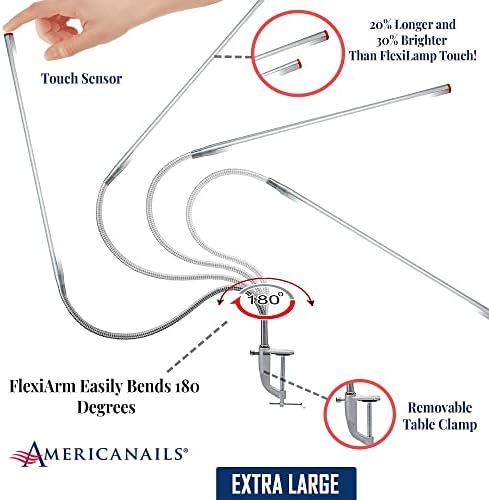 Americanails FlexiLamp Touch XL - LED Table Desk Lamp - Removable Clamp - Adjustable Lighting for Nail Stations - Manicure Table Light - Flexible Arm – 3 Brightness Levels - Touch Sensor - 400 Lumens - Image 5