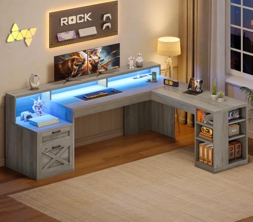 SEDETA 65"x59" L Shaped Desk with Lockable Drawers Storage for Home Office - Image 3